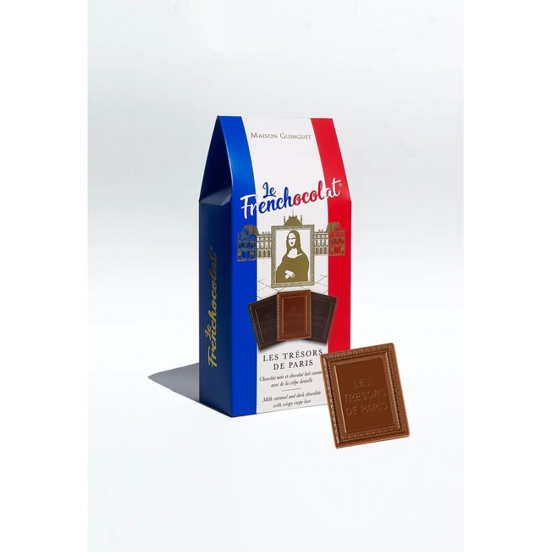 Le Frenchocolat- Les trésors de Paris- Chocolat noir et chocolat lait caramel et crêpe dentelle- Maison Guinguet- 200g