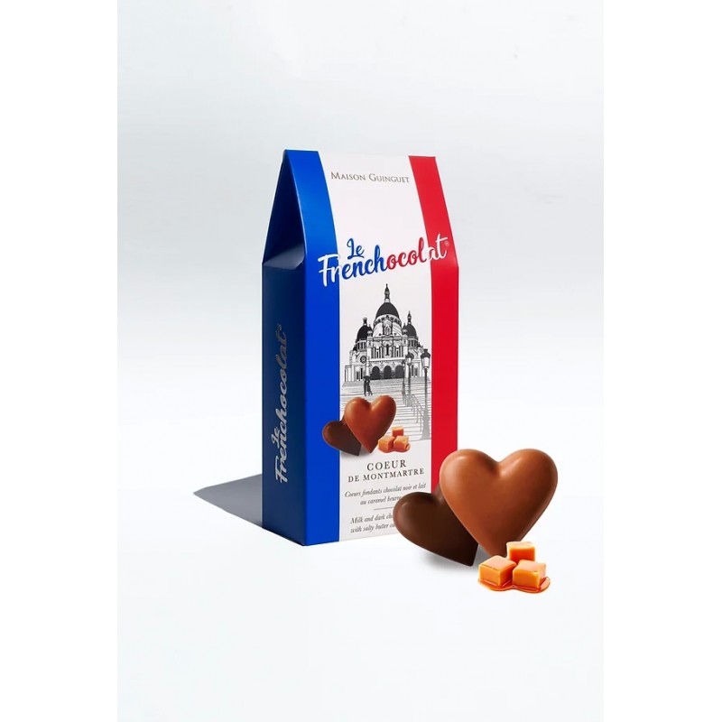 Le Frenchocolat-Coeur de Montmartre- Coeurs fondants chocolat noir et lait au caramel beurre salé- Maison Guinguet- 200g