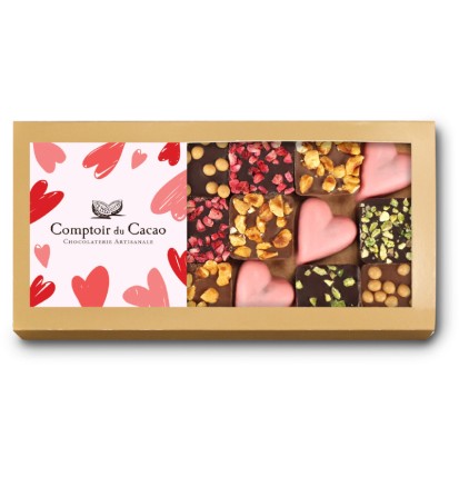 Etui coeur et assortiment praliné feuilleté- Comptoir du cacao- 175g