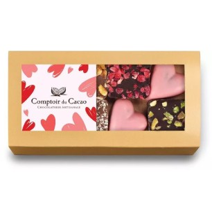 Etui coeur et assortiment praliné feuilleté- Comptoir du cacao- 75g