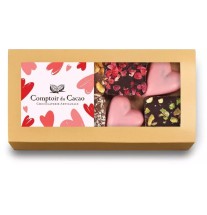 Etui coeur et assortiment praliné feuilleté- Comptoir du cacao- 75g