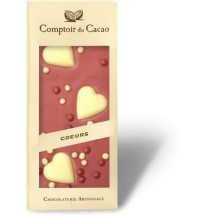 Tablette de Chocolat Ruby Coeurs- Comptoir du cacao- 90g