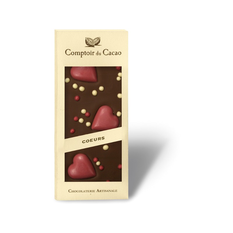 Tablette de Chocolat au lait Coeurs- Comptoir du cacao- 90g