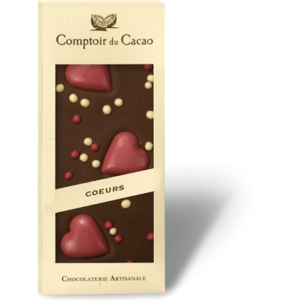 Tablette de Chocolat au lait Coeurs- Comptoir du cacao- 90g