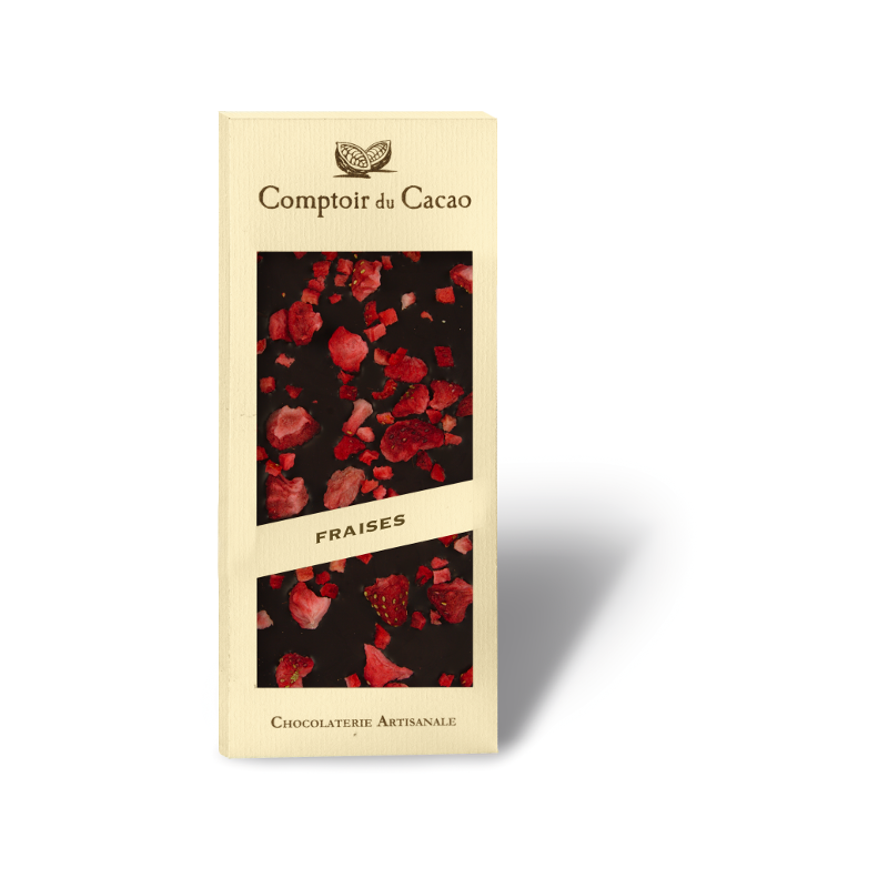 Tablette de Chocolat Noir et Fraises- Comptoir du cacao- 90g