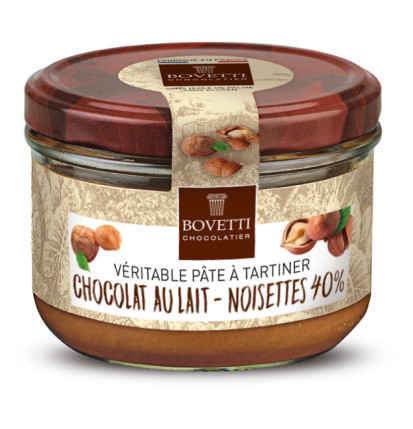 Pâte à tartiner Chocolat Lait - Noisettes 40% Bovetti