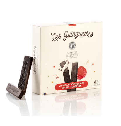 LES GUINGUETTES Chocolat Noir fourrées Framboise - 180g Maison Guinguet