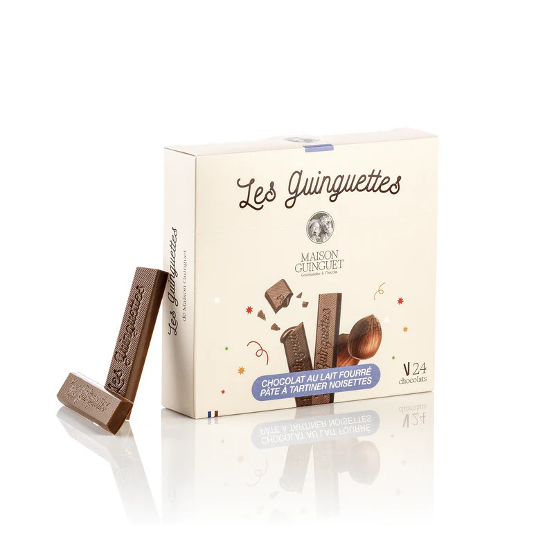 LES GUINGUETTES Chocolat au Lait fourrées Pâte à tartiner Noisettes- 180g Maison Guinguet