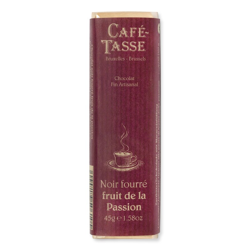 Barre de chocolat Noir fourré fruit de la Passion -Café Tasse- 45g