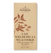 Tablette de chocolat au lait, noix de pécan , sel et cookie- Café Tasse- 85g